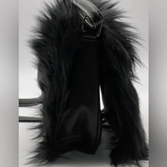 Furcore Plush Purse Black Faux‎ Fur Creature Eyes Grunge Kawaii Horror Monster - Picture 10 of 12